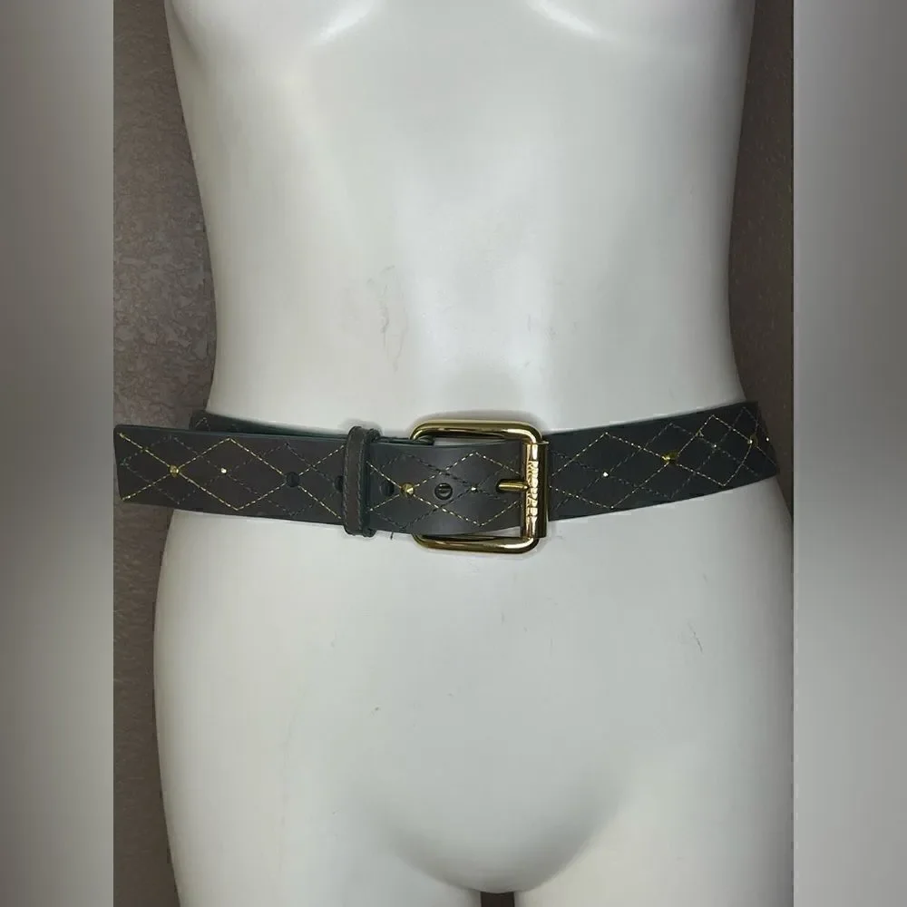 MICHAEL KORS leather with gold accents brown and green belt